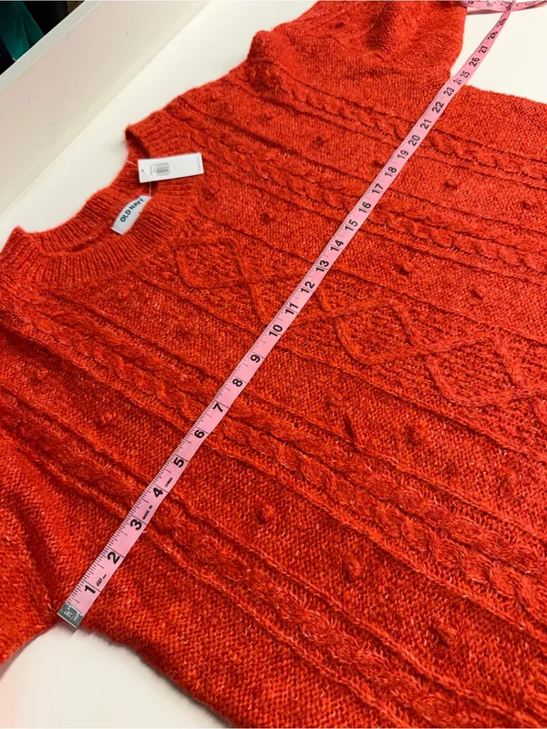 NWT Old Navy sweater red marl winter holiday fisherman grandpa large wool blend - Image 6