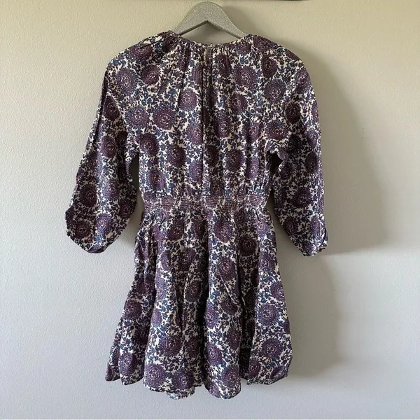 J.Crew Palermo Smocked Waist Mini Dress in Floral Bouquet Linen Sail Blue NEW - Image 3