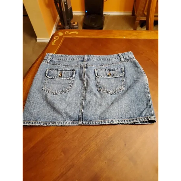 APT 9 Kohls Distressed Blue Jean Mini Skirt Denim Raw Edges Size 16 - Image 9