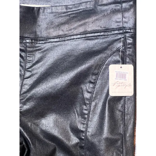 NWT Free People Double Dutch Slit‎ Skinny Pants Faux Leather Coated Black Size S - Image 5