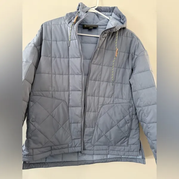 Free Country Puffer Coat Jacket Hood Light Blue Lightweight Size S M Comfy - Image 4