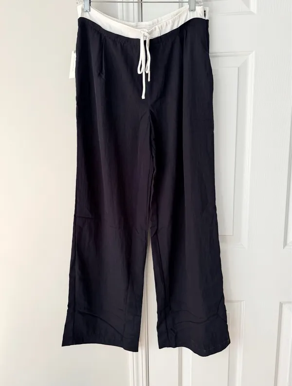 Anthropologie Layered Drawstring Wide-Leg Trousers, Size S - Image 7