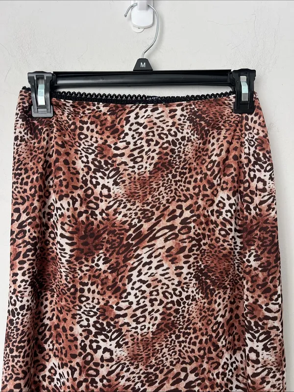 Y2K Leopard Mesh Maxi Skirt Small 🟢 Black Size L - Image 2