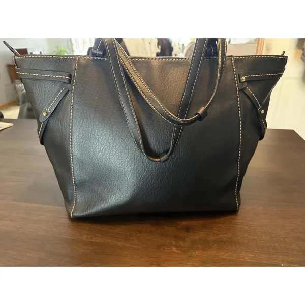 Lauren Ralph Lauren LRL Black Leather Sheldon Tote Handbag Shoulder Bag Purse - Image 2