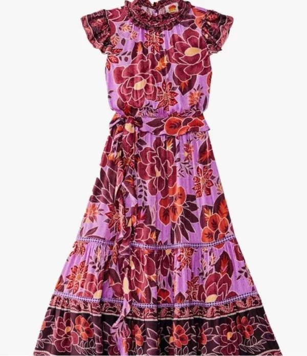 Farm Rio Sweet Floral Midi Dress In Sweet Floral Lilac NWT Size XL - Image 5