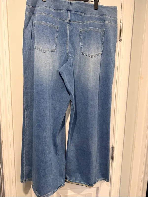 NWOT Halara Size 2X Pull On Wide Leg Jeans Blue Stretch Denim High Rise Regular - Image 4