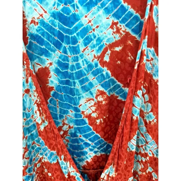 Young Fabulous &‎ Broke Belle Midi Wrap Dress Medium Mud Savannah Rust Blue - Image 6