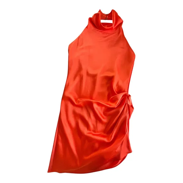 Gianni Bini Peyton Satin Mini Draped Sheath Dress Women's Size 2 Mandarin Orange - Image 3