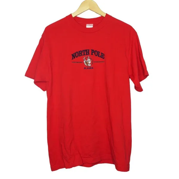 Vintage 90s North Pole Alaska Embroidered Christmas Shirt - Image 2