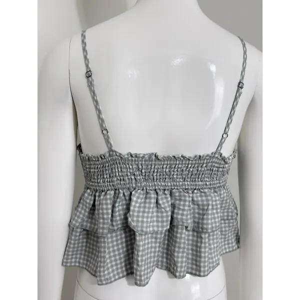 Ocean Drive Women’s Babydoll Top Plaid Halter Coquette Cottagecore Boho Y2K M - Image 2