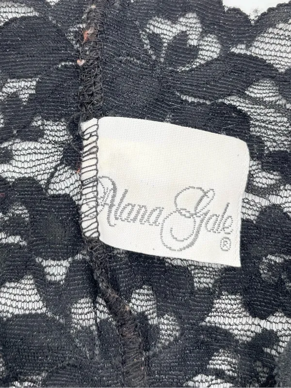 Vintage 80s 90s Alana Gale Sheer Black Lace Bralette Cami Small Dark Coquette - Image 8