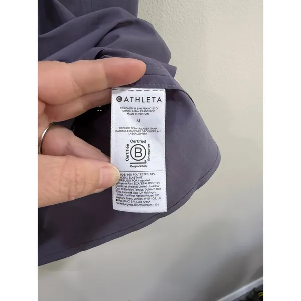 Athleta Refined Zephyr Laser Tank Purple Gray Perforated Activewear Top Medium - Image 6