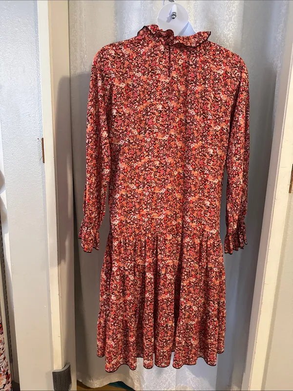 Women's Floral Tiered Drop Waist Dress Sz: L - Image 2