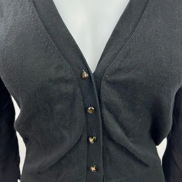 J.Crew Women's Black Long Sleeve V-Neck Button Up Cardigan Sweater Top Size S - Image 3