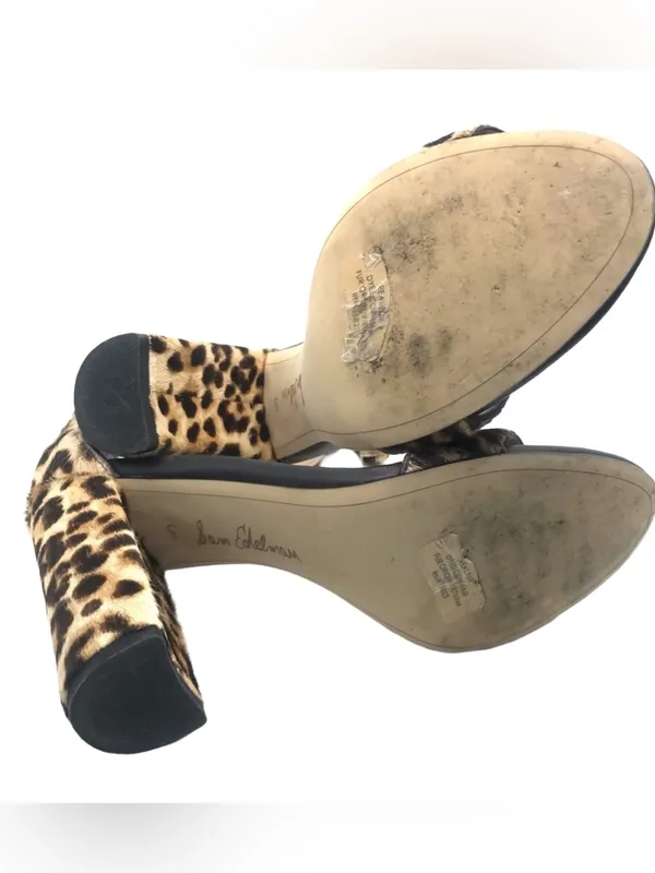Sam Edelman Tan & Black "Yaro" Genuine Fur & Leather Animal Print Heels (6.5) - Image 10