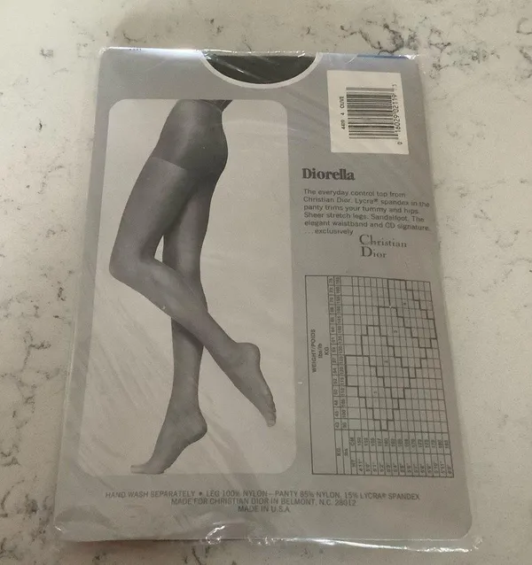 Christian Dior Vintage Diorella pantyhose sandalfoot top control sheer leg olive size 4 - Image 3