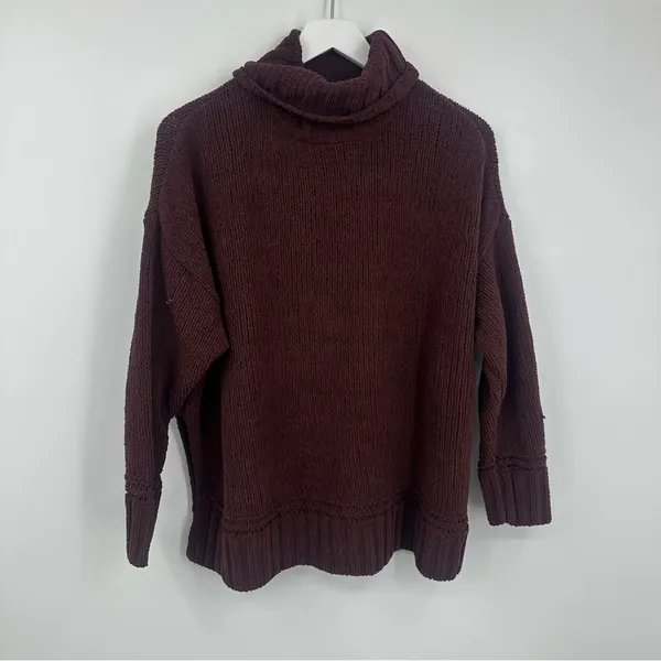 Aerie Maroon Turtleneck Sweater Size Small Boho Fall Cozy - Image 6