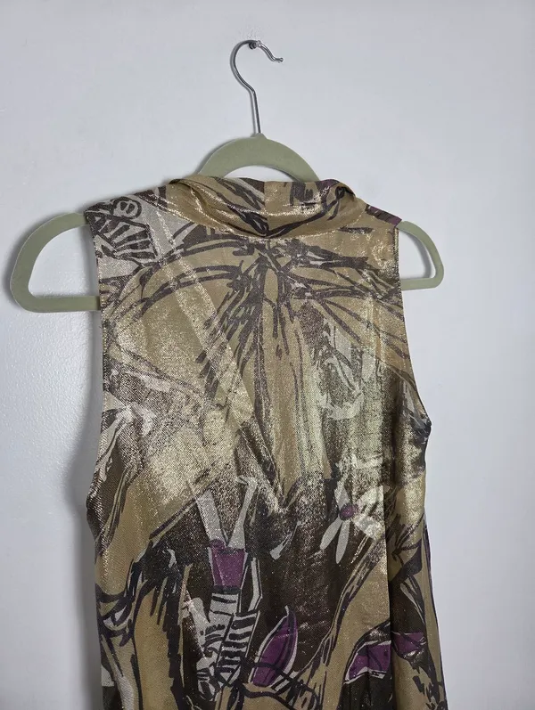 Aquilano Rimondi Silk Gold Camisole Top Abstract Designer Contemporary Medium - Image 6