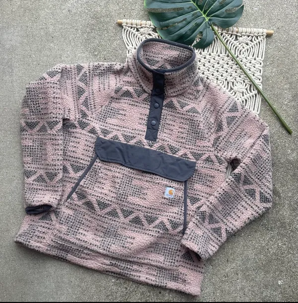 Carhartt Tribal Print Fleece Pullover Jacket Women’s Size Medium - Image 2
