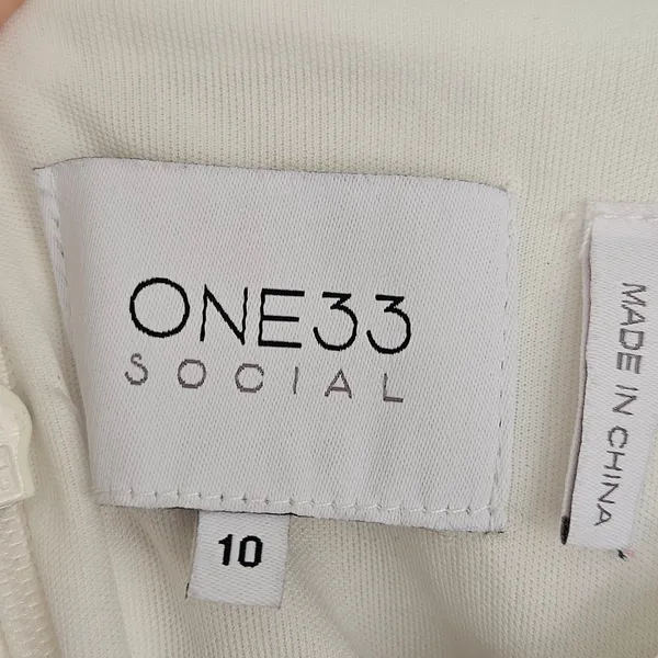 One33 Social White Sequin Cape Minidress Size 10 Bridal Cocktail Sheath - Image 9