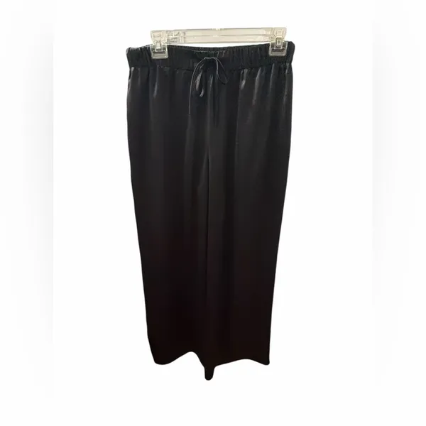 Topshop plain satin wide leg pants in black size 10 US‎ - Image 5