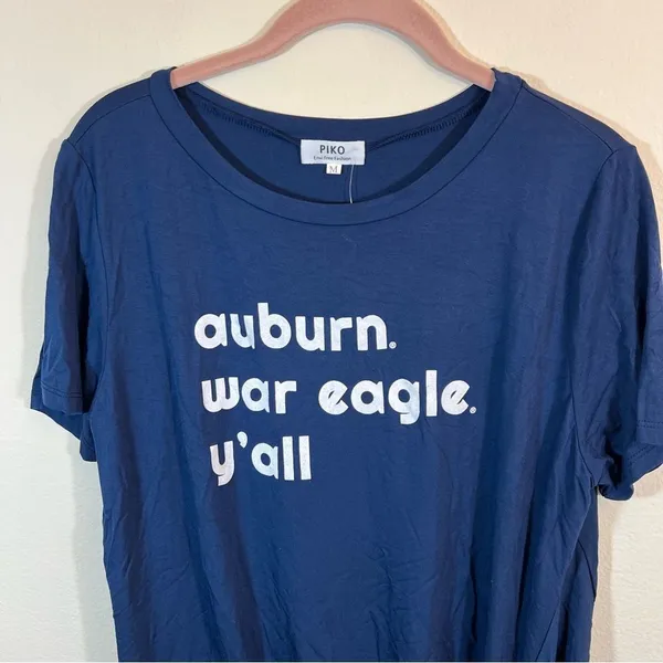 Piko Women’s Blue Auburn War Eagle‎ Y’all Gathered Tunic Top Medium NWT - Image 2