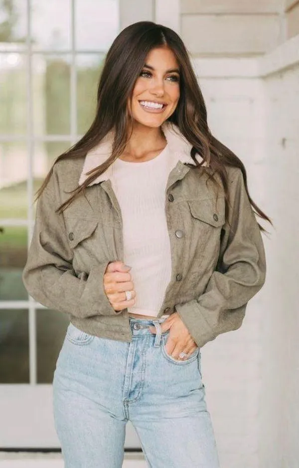 These Three Boutique Olive Corduroy Jacket - Image 2