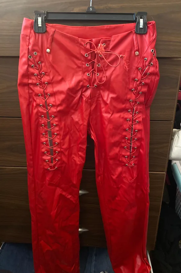 Amazon Red Leather Pants - Image 2