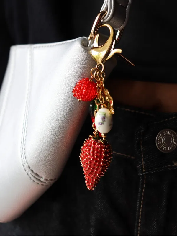 Gold and red farm berries keychain and handbag accessories - Image 6