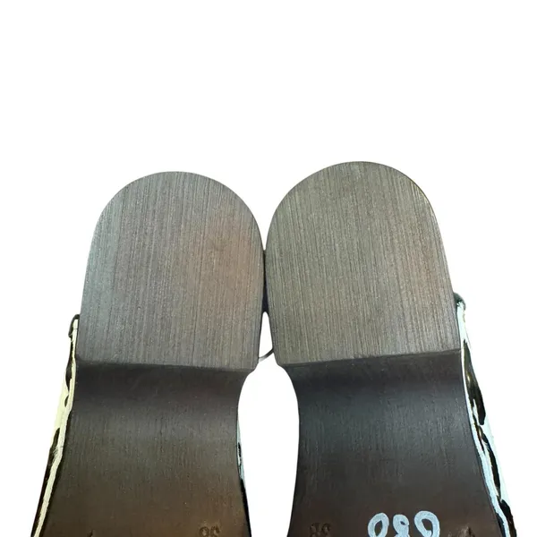 Verderosmarino Shoes Womens Size 7.5 Black Cow Print Leather Wedge‎ Mules - Image 10