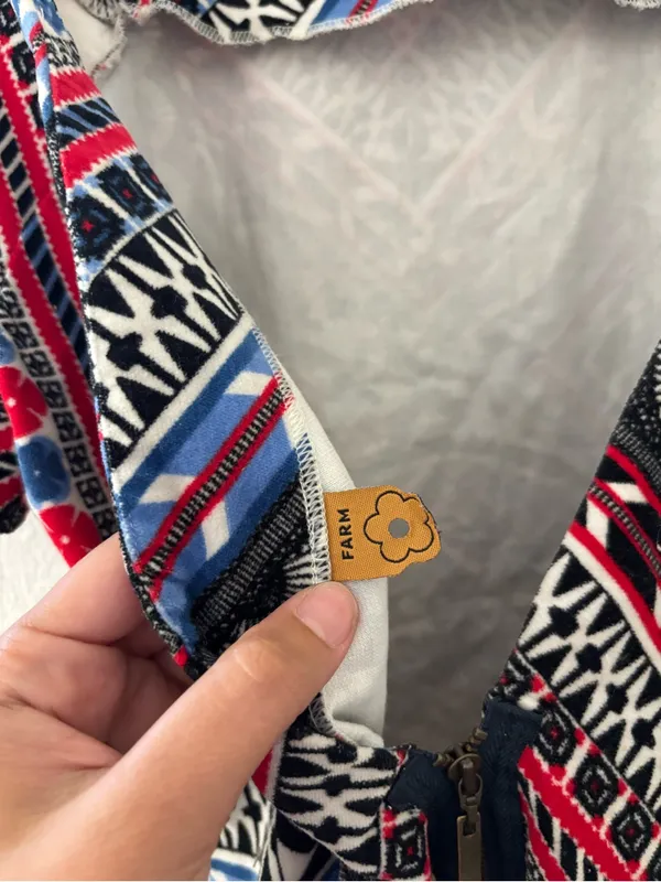 Farm Rio geometric mini dress in red and blue - Image 4