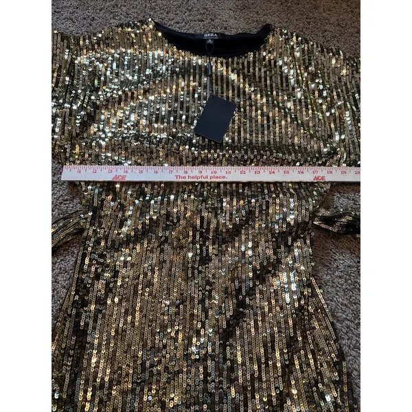 Celebrity Fashion Sequin Dress By Hera Collection Sz S Gold Holiday Party NWT - Image 6
