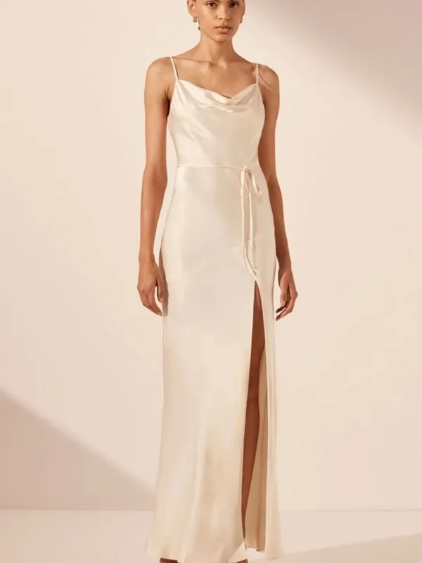 Shona Joy La Lune‎ Bias Cowl Cream Satin Maxi Dress Women’s 8 NWT - Image 2