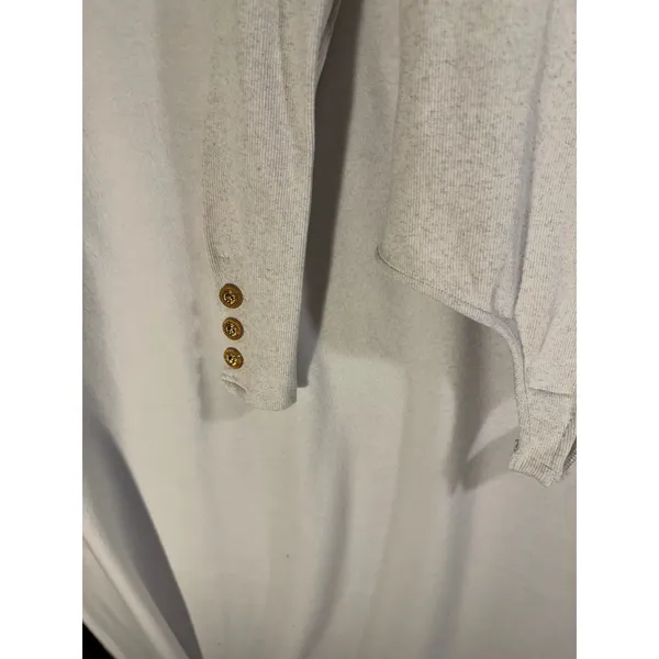 Easy Clothes Grey Ribbed Open Back Bodysuit Gold Button Cuffs SK13040 S/M - Image 2