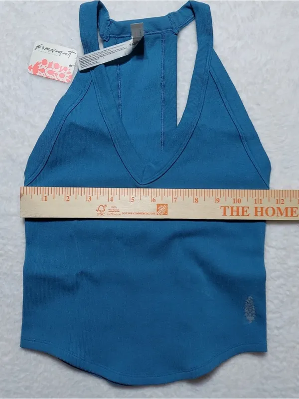 NWT Free People FP Movement All Clear V Neck Razorback Cami Tank in Blue M/L - Image 6