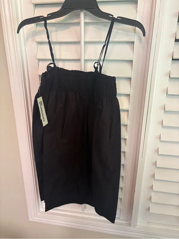 No Boundaries Black Cotton Smocked Poplin Mini Dress Size XXS - Image 3