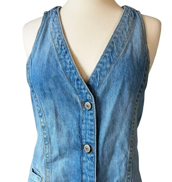Free People We The Free Out Of Office Vest Dress in Busy Blue - Image 3