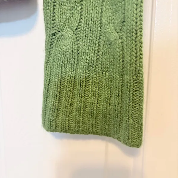 J.Crew Green Cable Knit Turtleneck Sweater Womens Long Sleeve Pullover Small - Image 7