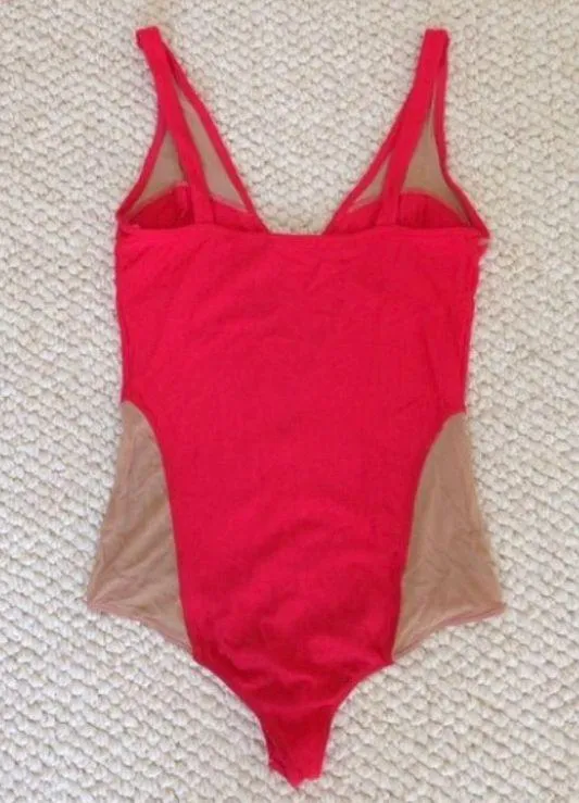 RED AND NUDE BODYSUIT TOP - Image 3