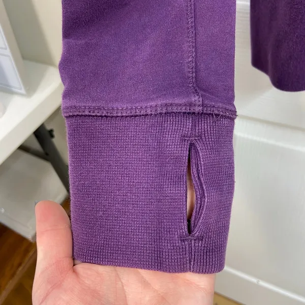 Women's purple thumb cutout deep pocket full‎ zip hooded athletic active jacket - Image 2