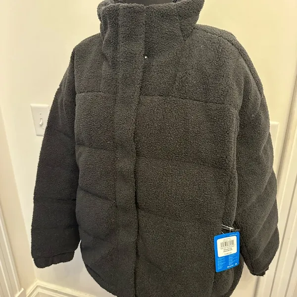 Columbia Ruby Falls Novelty Jacket Black Doodle Sherpa Coat 450 Down Fill NEW - Image 11