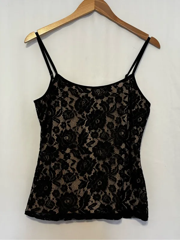Venus Black Lace Camisole Office Siren Whimsy Goth Mob Wife Indie Sleaze size M - Image 2