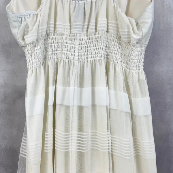 Stevie Lindsay Womens‎ Dress Large Cream Sheer Mesh Tiered Bridalcore Coquette - Image 5