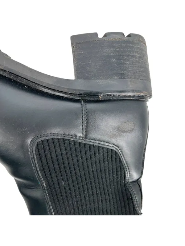 Steve Madden Kiley Black Leather Knit Block Heel Ankle Boots Size 9 - Image 11