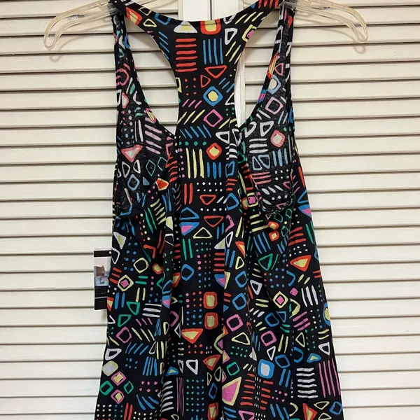 Workshop Republic Clothing Black Geometric Designs Racerback Tank Top - Size Medium - NWT - Image 2