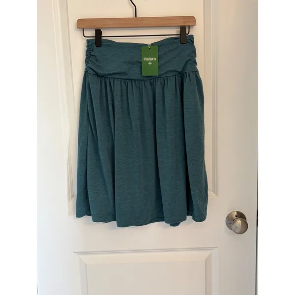 Halara Teal Blue High Waisted Ruched Mini Skirt Heathered Size Small NWT - Image 2