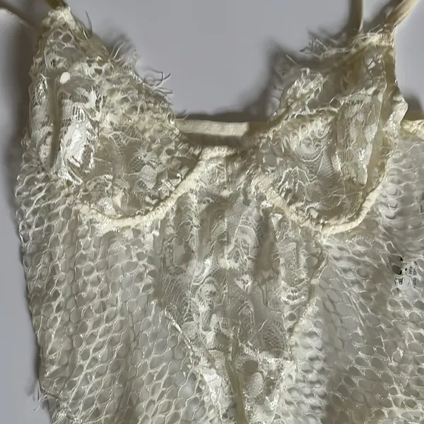 Ivory Lace Lingerie Bodice with Mesh Back Women's M - Image 5