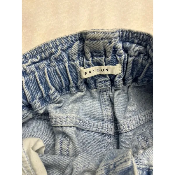 PacSun Womens Mom Jeans Light Wash High‎ Rise Elastic Waist Denim Size L - Image 2