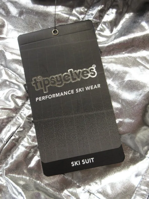 NWT Tipsy Elves Women's Silver Bullet Ski Suit Metallic Hooded 1-Piece M - Image 5
