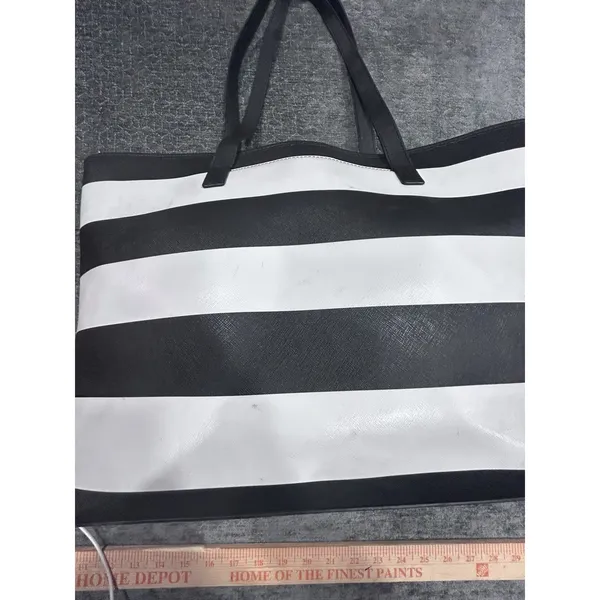 Michael Kors Black White Striped Large Tote Bag Shopper Shoulder Purse - Image 7